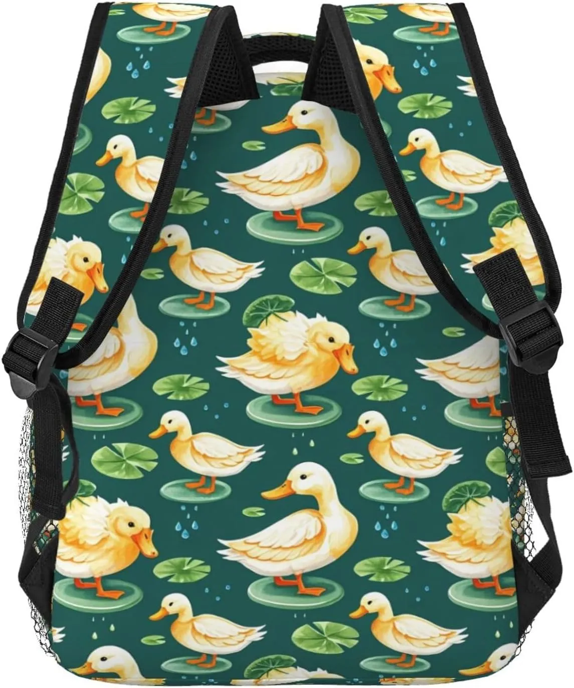 Watercolor Duck Lotus Leaves Water Droplets Adult Backpacks 15 Inch Laptop Backpack Travel Bag for Men Women Gifts