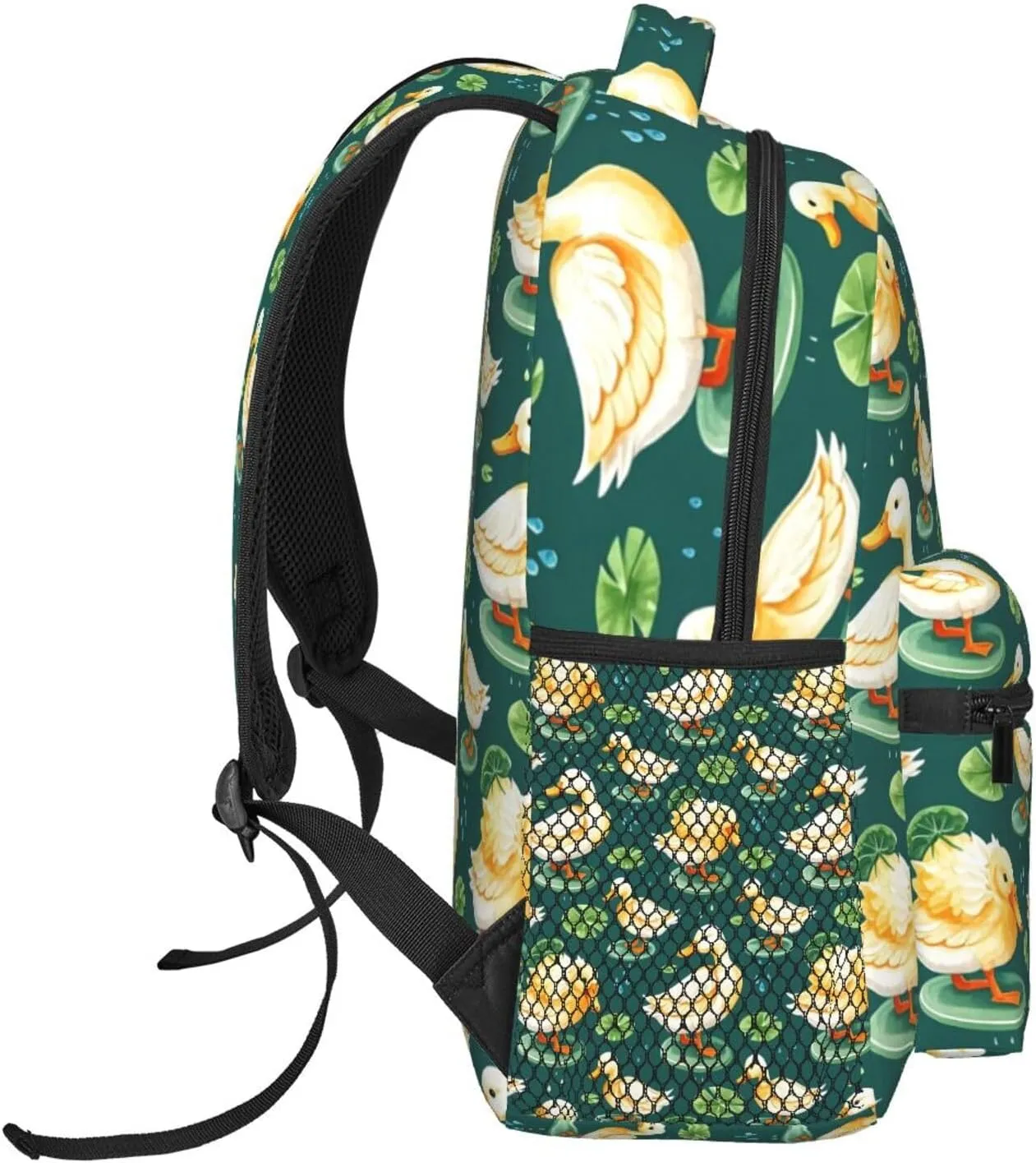 Watercolor Duck Lotus Leaves Water Droplets Adult Backpacks 15 Inch Laptop Backpack Travel Bag for Men Women Gifts