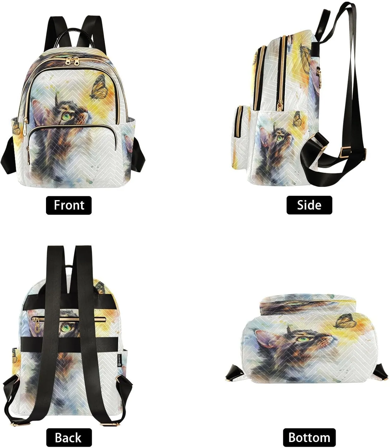Watercolour Civet Cat Women Backpack Purse Fashion Ladies Shoulder Bag Casual College Travel Backpacks Bag Medium