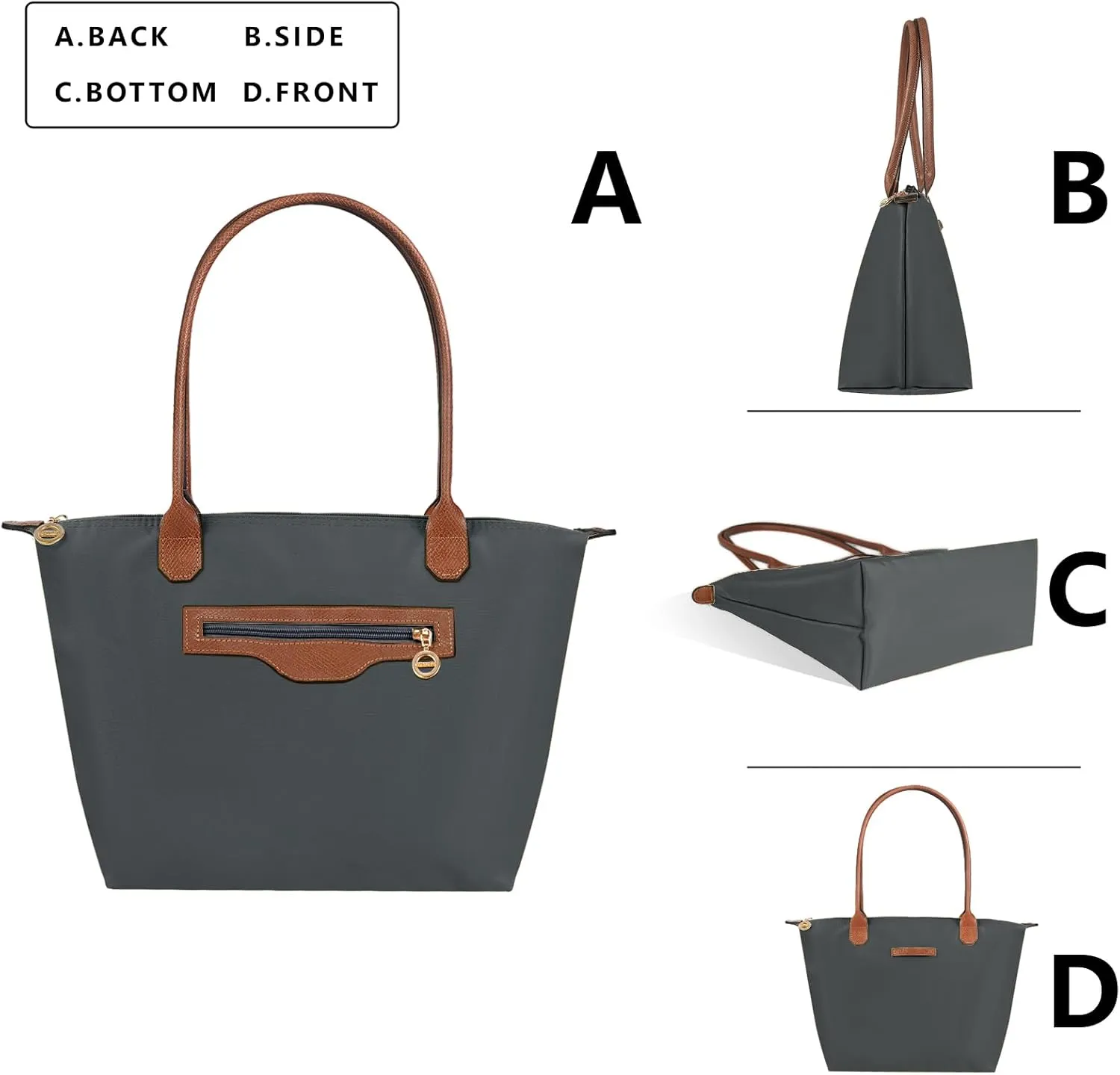 Waterproof Nylon Tote bag for Women Lightweight Designer Handbag with Zipper Stylish and Durable Purse