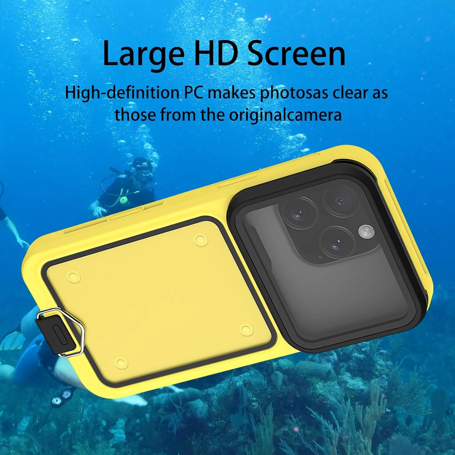 Waterproof Phone Case,Universal Self-Check Function Pouch Dry Bag,Underwater Photo & Video Protective Housing,Pool Beach Travel Essentials Snorkeling Case (Yellow, 6.1 inches)