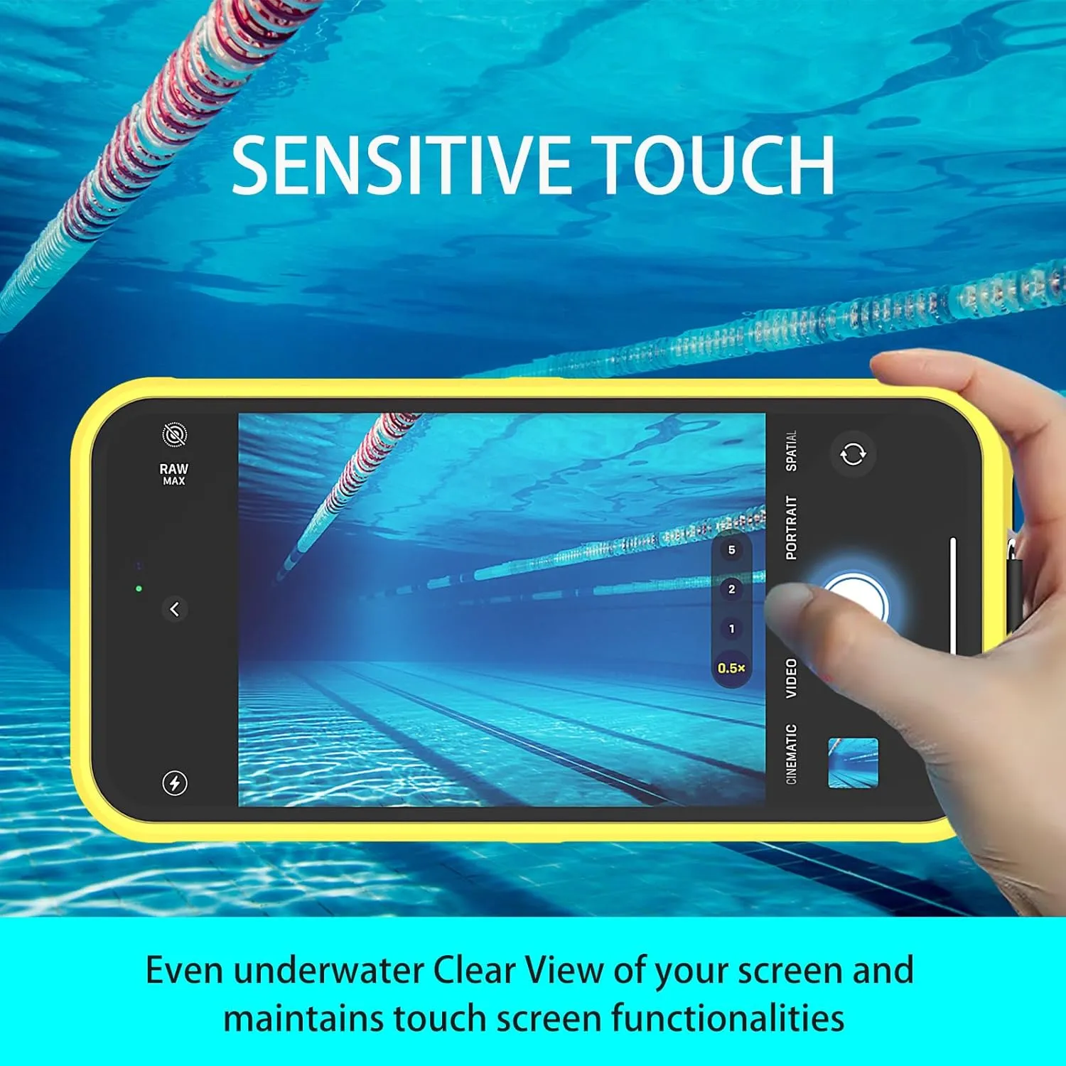 Waterproof Phone Case,Universal Self-Check Function Pouch Dry Bag,Underwater Photo & Video Protective Housing,Pool Beach Travel Essentials Snorkeling Case (Yellow, 6.1 inches)