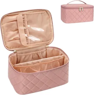 Waterproof travel hand-held storage bag cosmetic makeup bag portable large capacity toiletry bag(Pink)