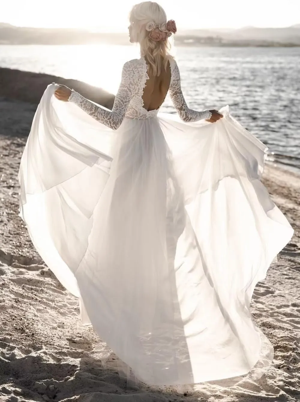 Wedding Dress for Bride 2025 Boho Beach Spaghetti Straps A Line V Neck Satin Bidal Gowns with Train