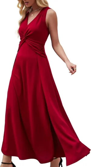 Wedding Guest Dresses for Women 2025 V Neck Formal Dresses for Women Sleeveless Evening