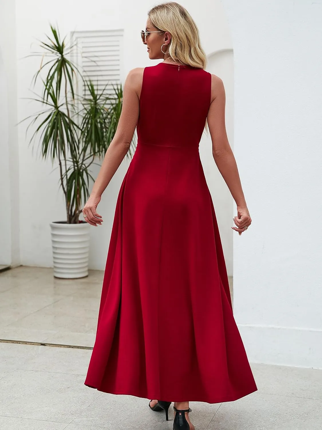 Wedding Guest Dresses for Women 2025 V Neck Formal Dresses for Women Sleeveless Evening