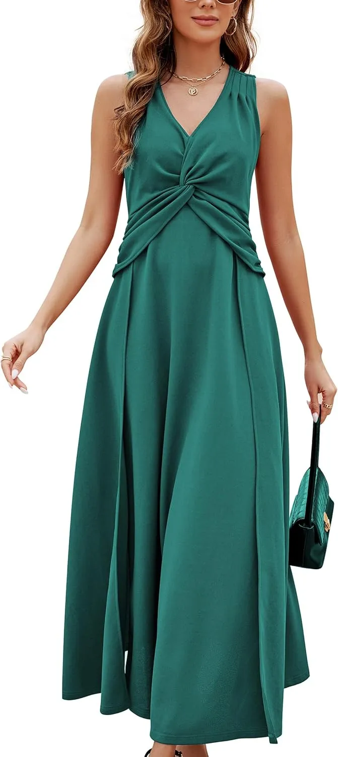 Wedding Guest Dresses for Women 2025 V Neck Formal Dresses for Women Sleeveless Evening
