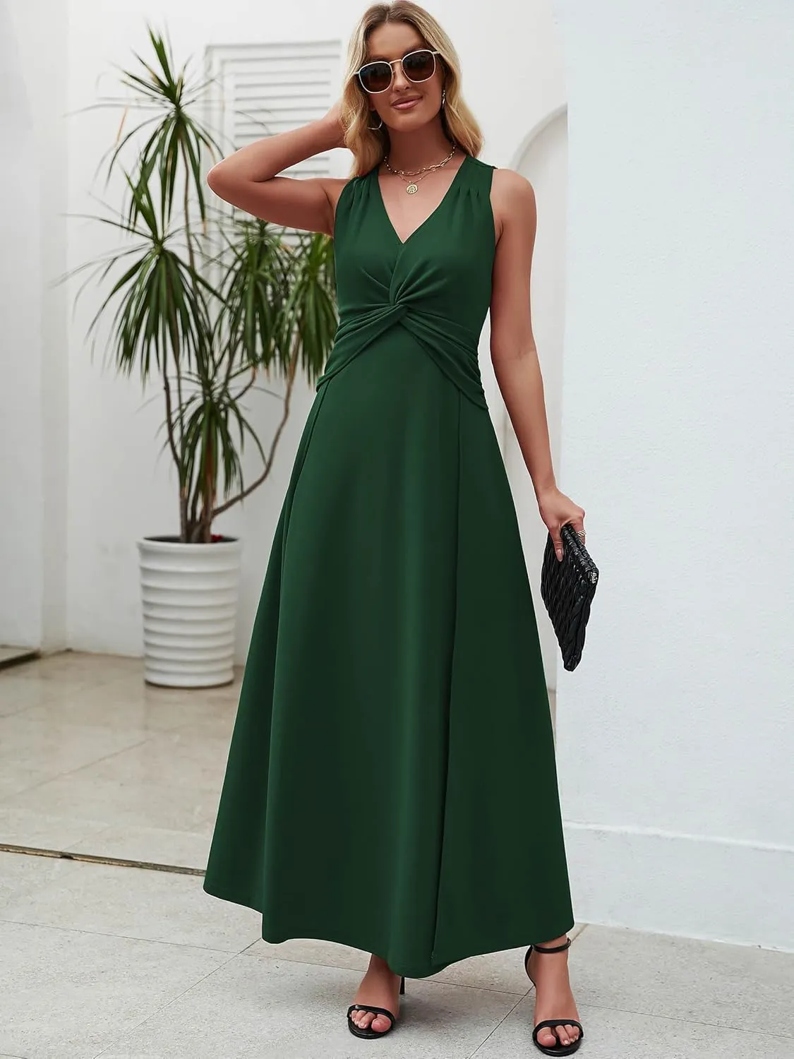 Wedding Guest Dresses for Women 2025 V Neck Formal Dresses for Women Sleeveless Evening