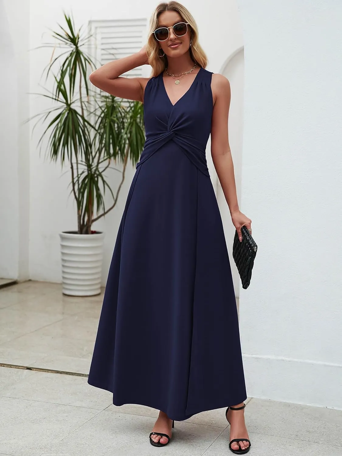 Wedding Guest Dresses for Women 2025 V Neck Formal Dresses for Women Sleeveless Evening