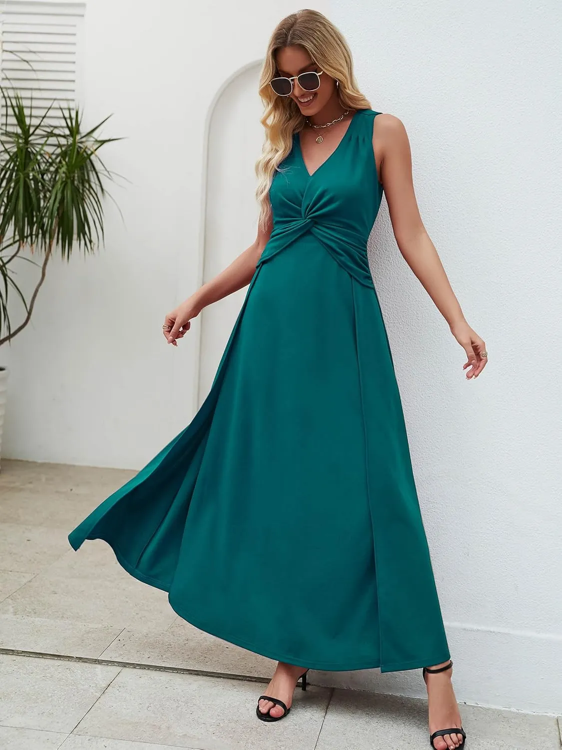Wedding Guest Dresses for Women 2025 V Neck Formal Dresses for Women Sleeveless Evening