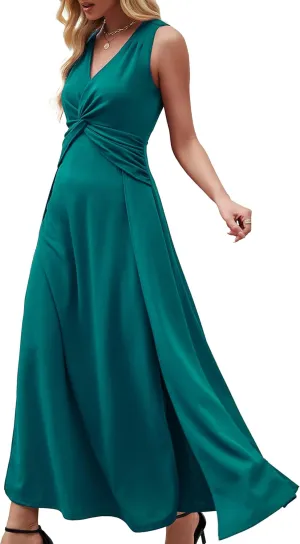 Wedding Guest Dresses for Women 2025 V Neck Formal Dresses for Women Sleeveless Evening