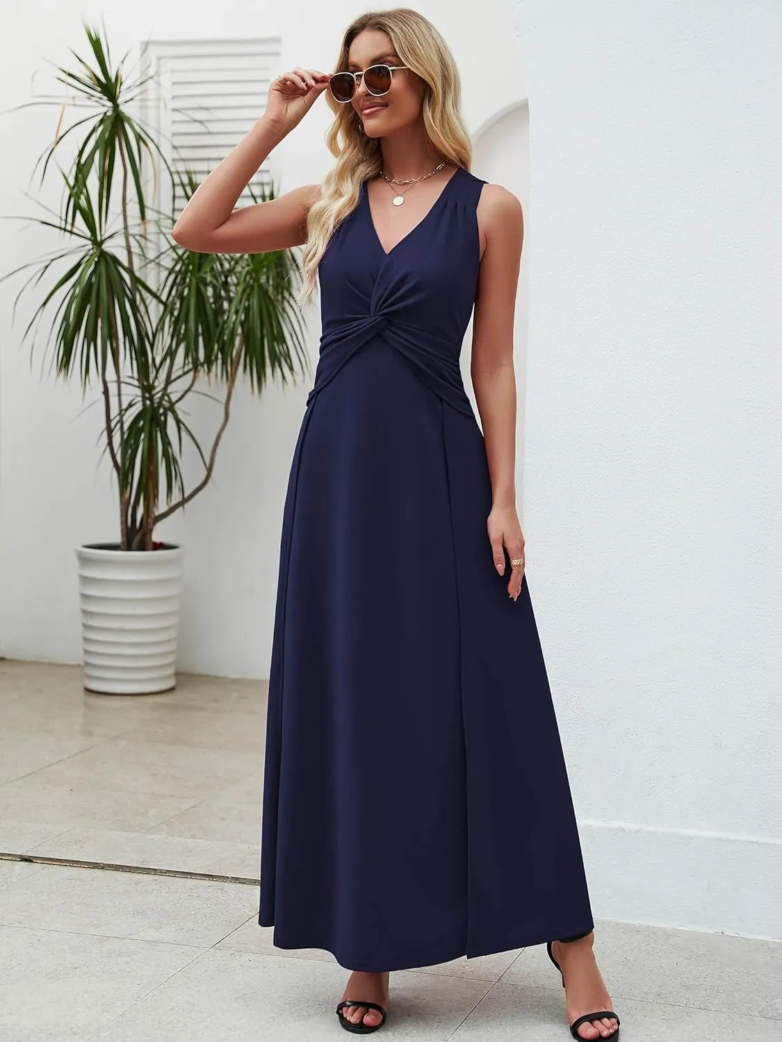 Wedding Guest Dresses for Women 2025 V Neck Formal Dresses for Women Sleeveless Evening