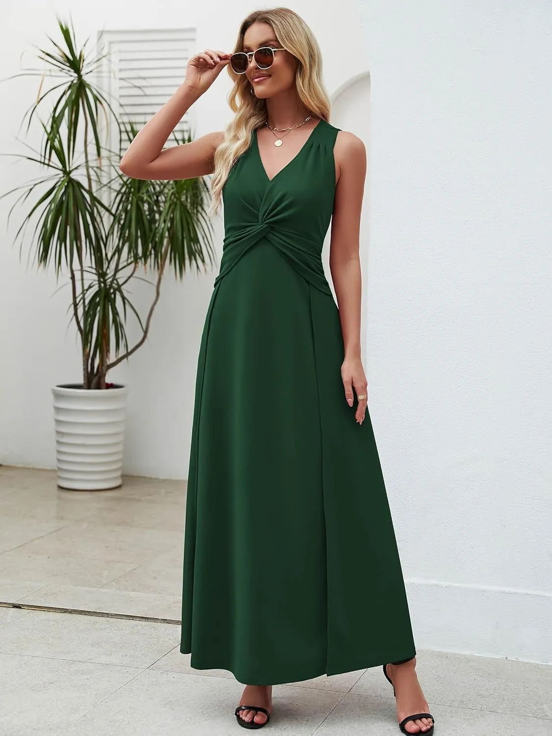 Wedding Guest Dresses for Women 2025 V Neck Formal Dresses for Women Sleeveless Evening