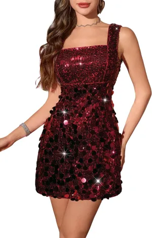 Wedtrend Women's Sequin Dress Saprkly Cocktail Dresses A-Line Swing Homecoming Dresses