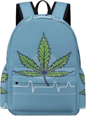 Weed Leaf Heartbeat Mini Backpack Cute Shoulder Bag Small Laptop Bag Travel Daypack for Men Women