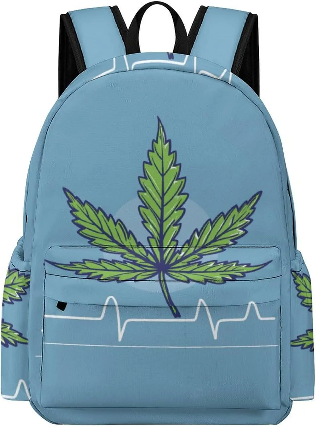 Weed Leaf Heartbeat Mini Backpack Cute Shoulder Bag Small Laptop Bag Travel Daypack for Men Women