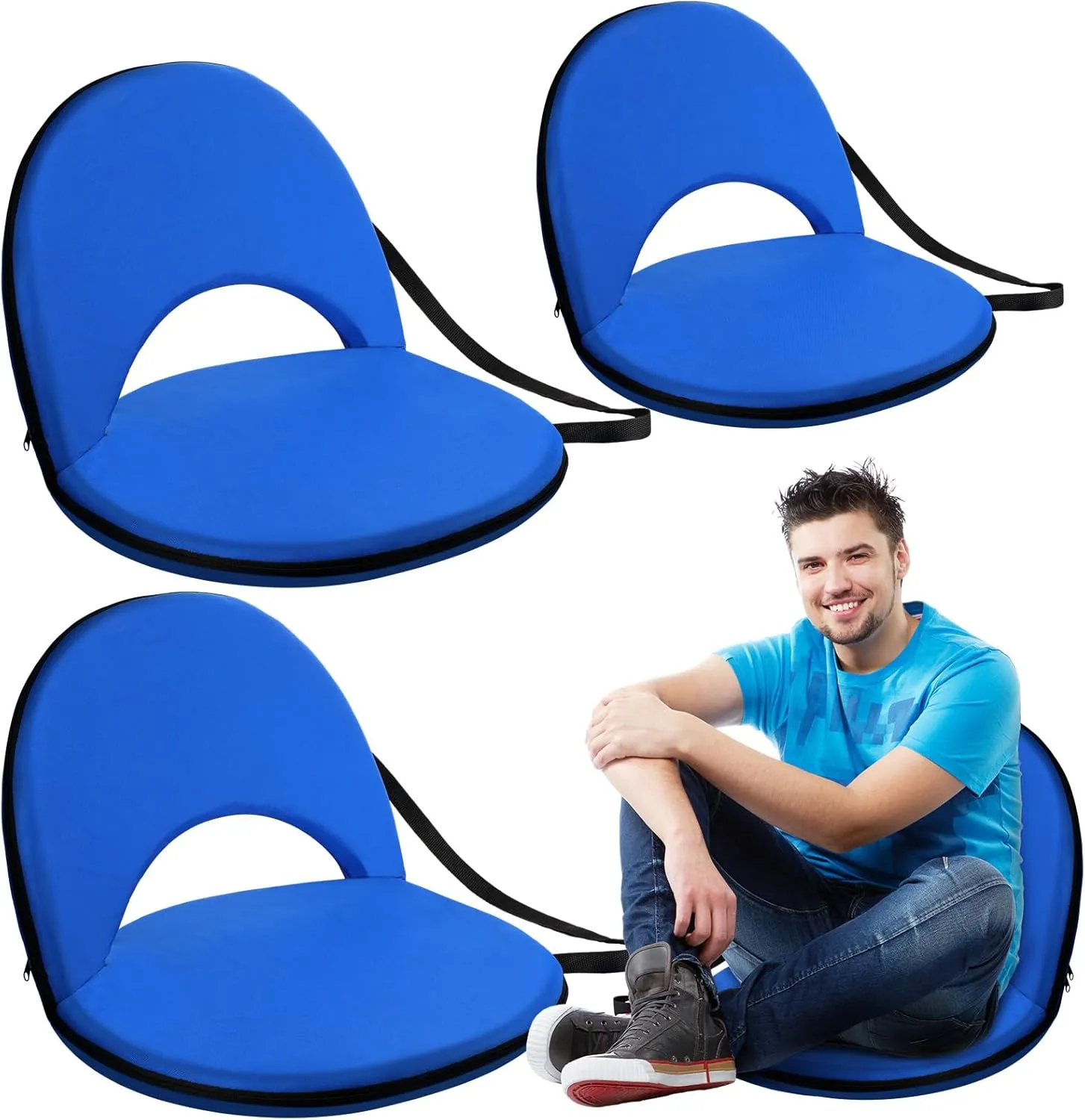 Wenqik 4 Pcs Stadium Seats for Bleachers Flexible Seats with Back Support Adjustable Folding Portable Bleacher Places Multifunctional Lightweight Cushion for Indoor Outdoor