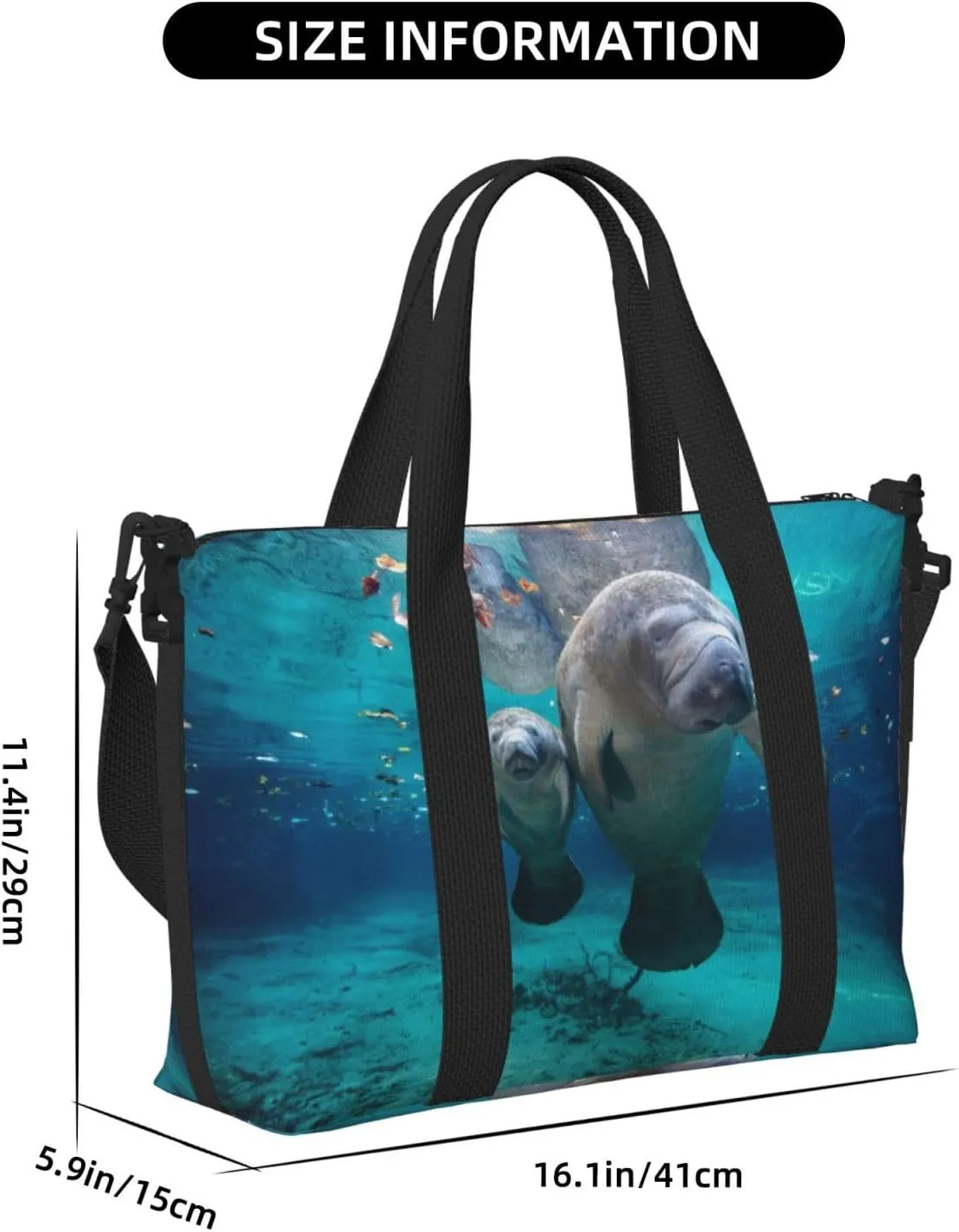 West Indian Manatees Hand Travel Bag For Men Women,Stylish Handheld Crossbody Travel Bag For Business Leisure Trave