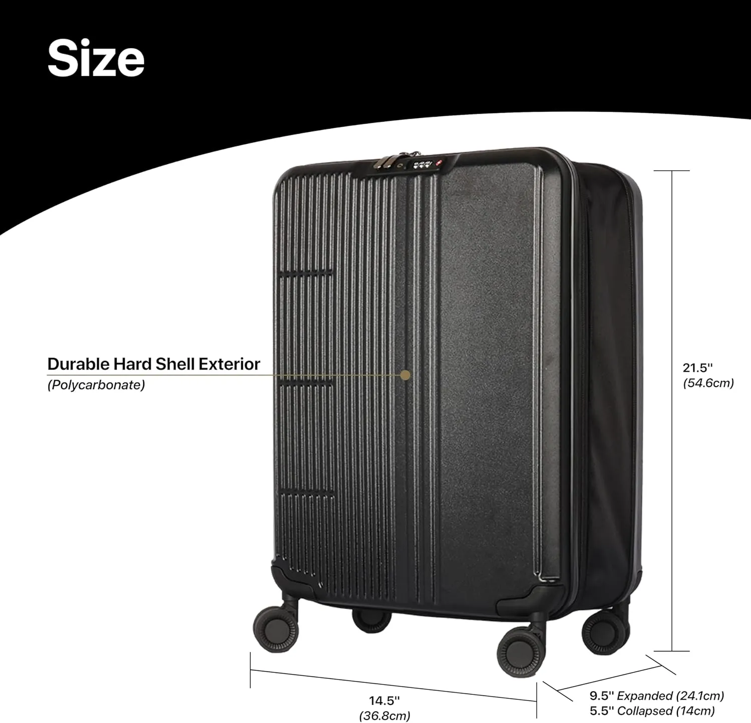 WESTEND 21 Inch Collapsible Carry On Luggage with Spinner Wheels, TSA Lock – Rolling Carry-On Including 7 Packing Cubes