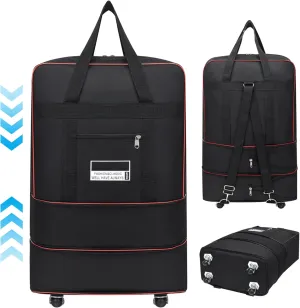 Wheeled Duffle Bag 24x16x8 in Expandable Foldable 360° Rotating Rolling Duffle Bag Carry on Duffle Bag with Wheels and Handle Business Trip, Small, Wheeled Duffle Bag