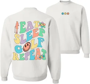 Wild Bobby Eat Sleep Golf Repeat Cute Golf Sports Sports Front and Back Unisex Crewneck Graphic Sweatshirt