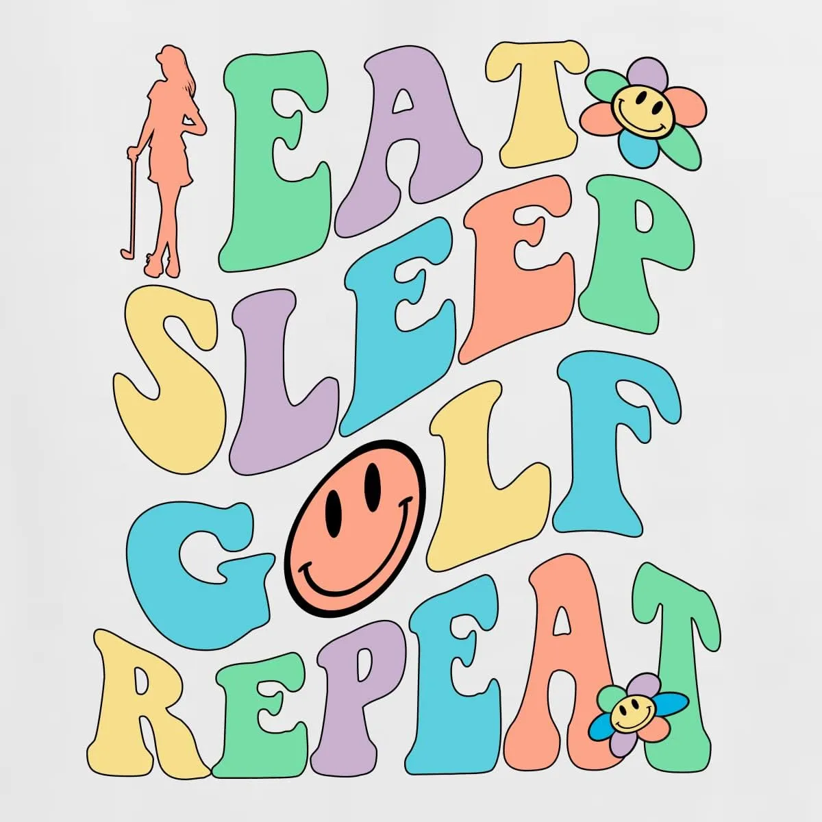 Wild Bobby Eat Sleep Golf Repeat Cute Golf Sports Sports Front and Back Unisex Crewneck Graphic Sweatshirt