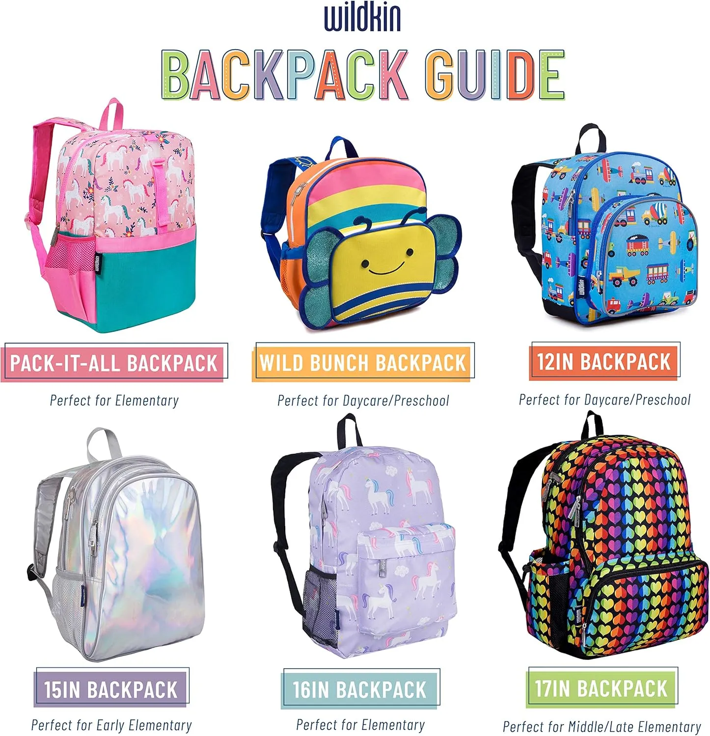 Wildkin Pack-it-All Kids Backpack – Durable, Spacious, Adjustable for School & Travel - Magical Unicorns