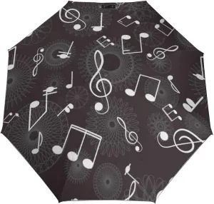 Windproof Travel Umbrellas for Rain,Music Notes Background Durable & Compact Umbrella-Waterproof Canopy for Backpack, Purse, Portable, Umbrella for Travel