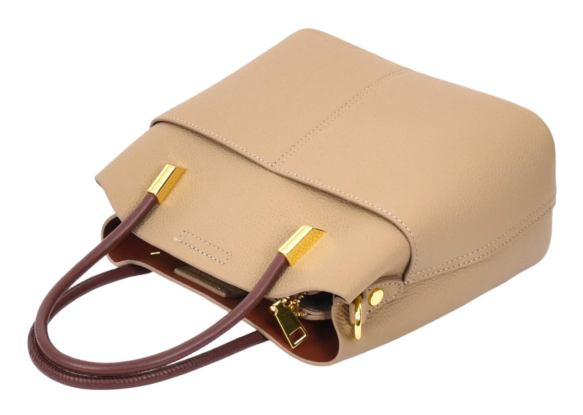 Winnipeg Women Leather Top Handle Shoulder Bag Beige