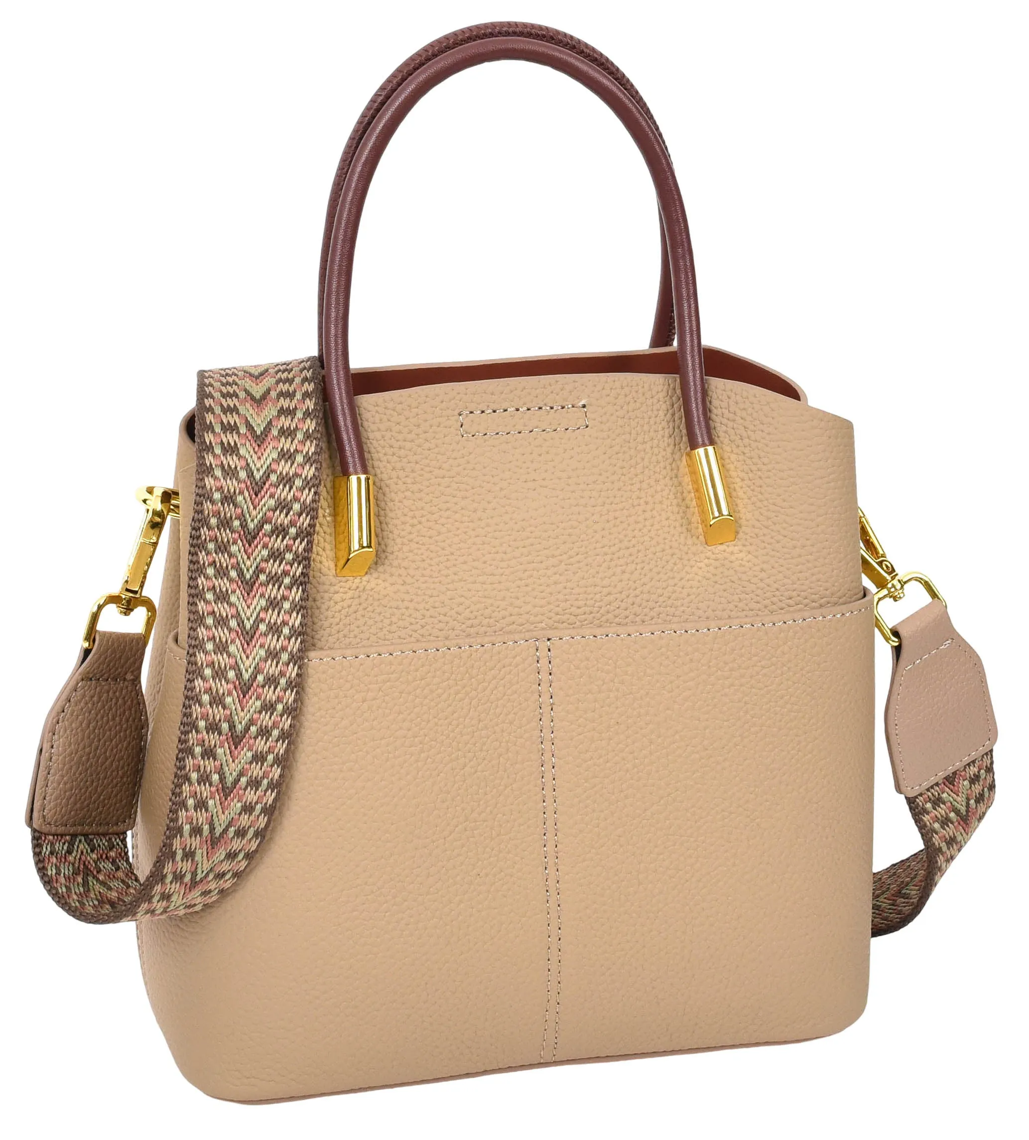 Winnipeg Women Leather Top Handle Shoulder Bag Beige
