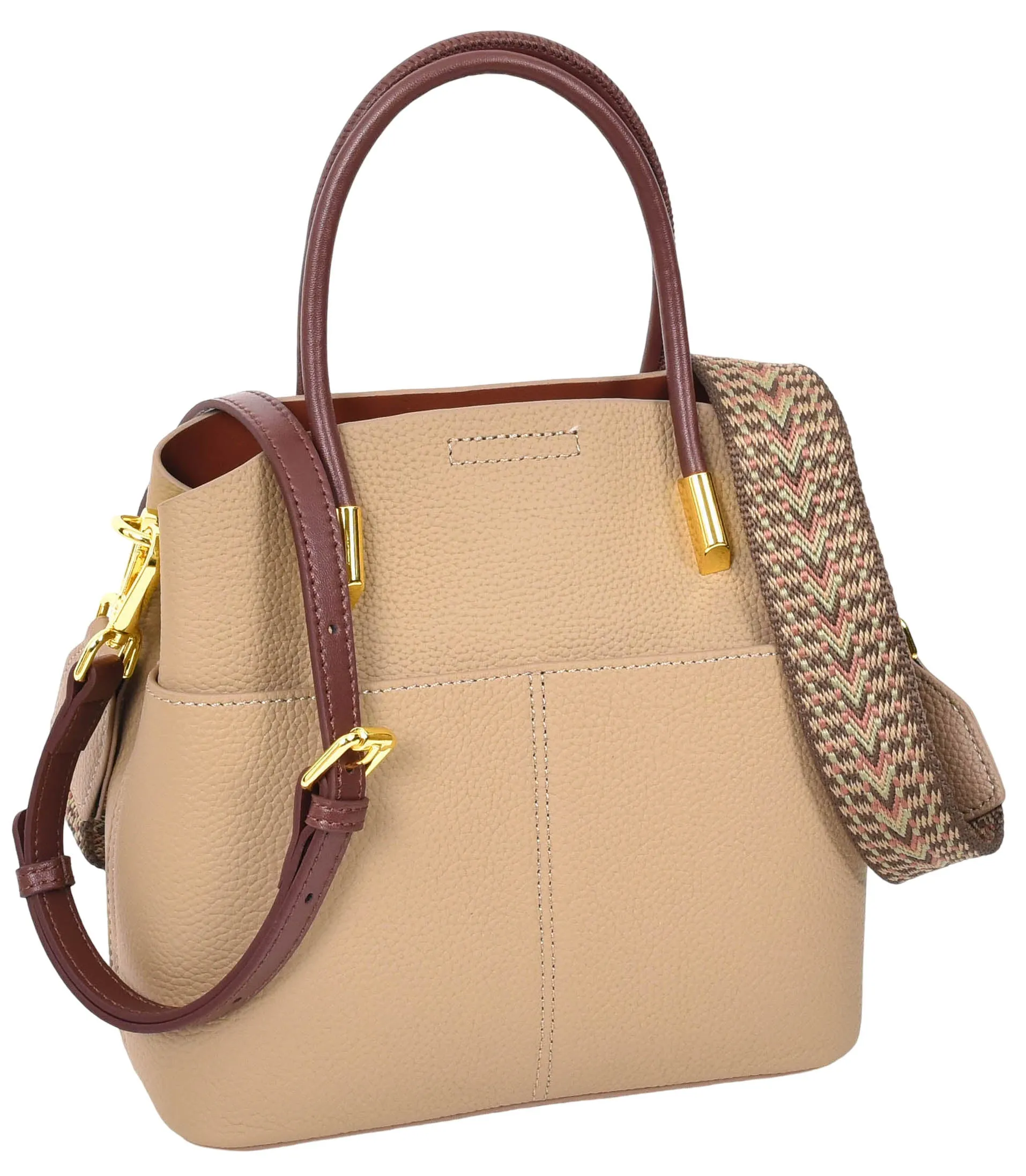 Winnipeg Women Leather Top Handle Shoulder Bag Beige