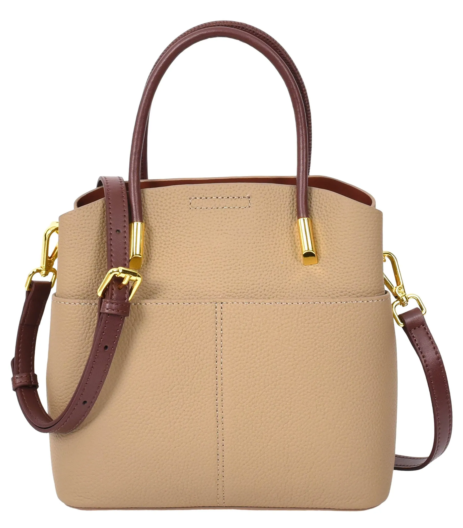 Winnipeg Women Leather Top Handle Shoulder Bag Beige