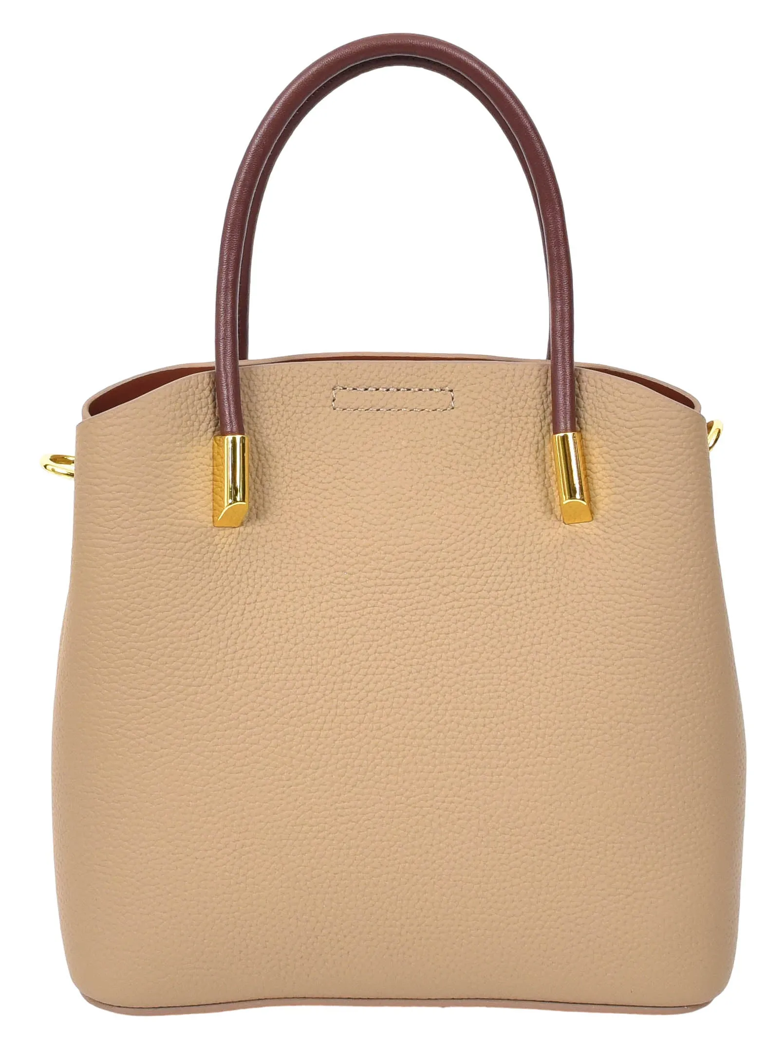 Winnipeg Women Leather Top Handle Shoulder Bag Beige