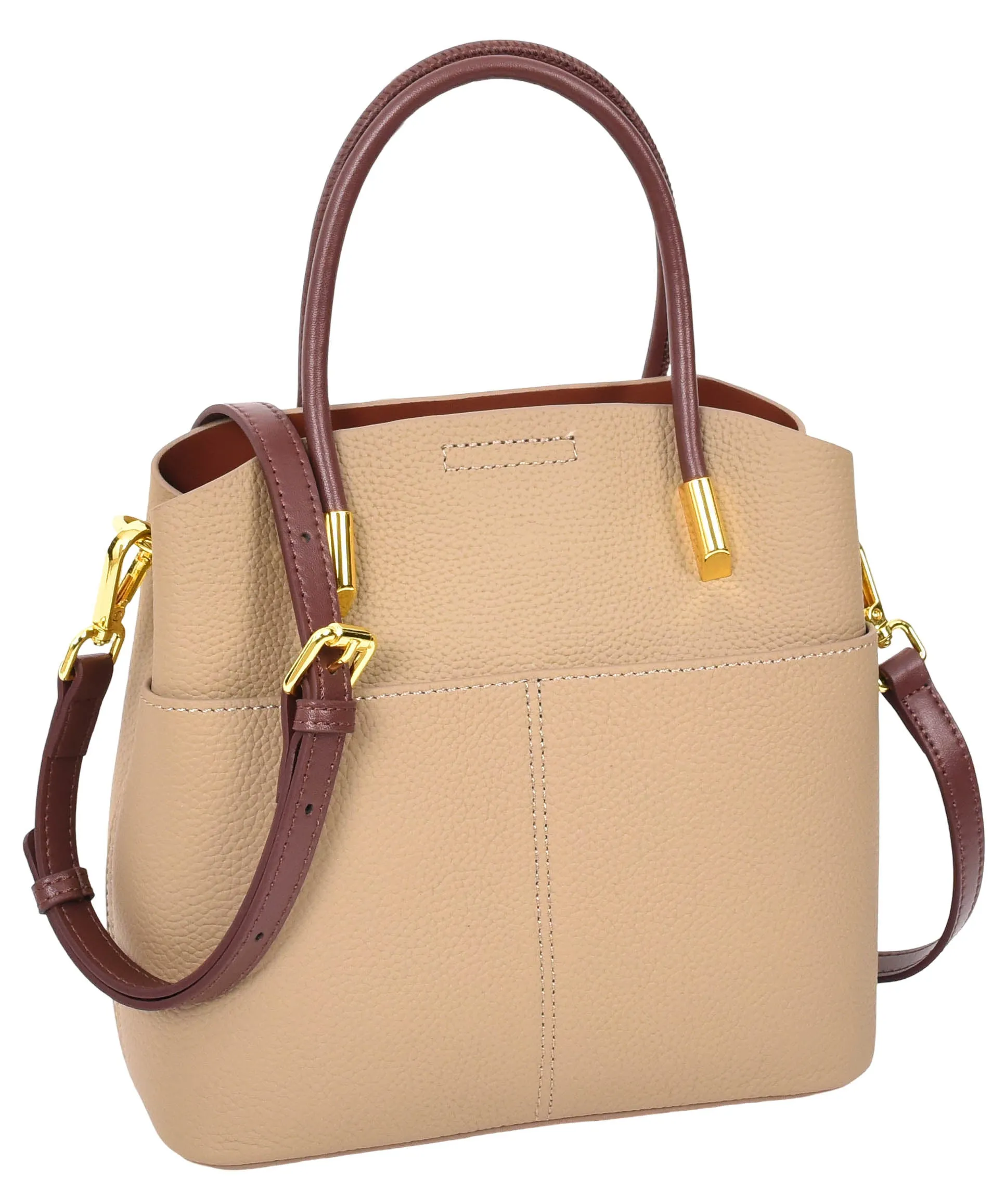 Winnipeg Women Leather Top Handle Shoulder Bag Beige