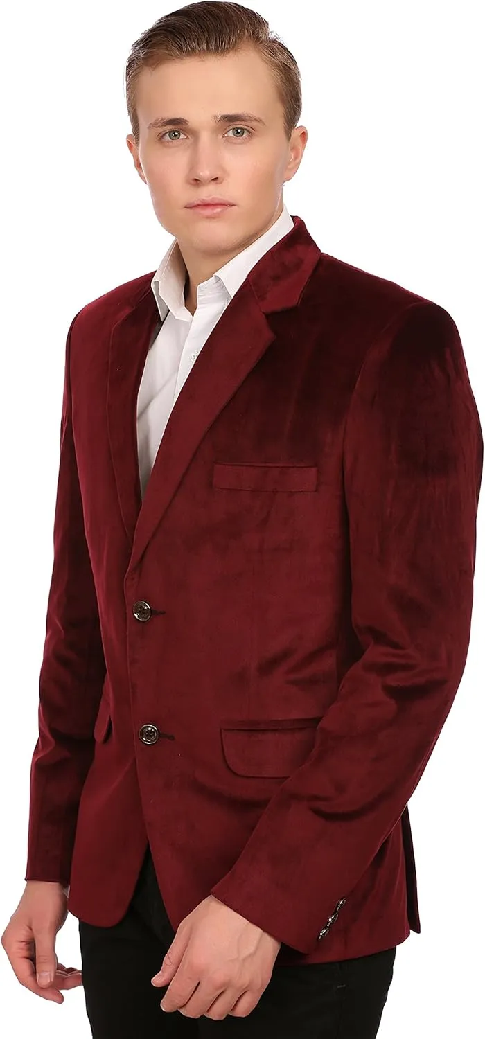 Wintage Men's Cotton Velvet Solid Party Blazer