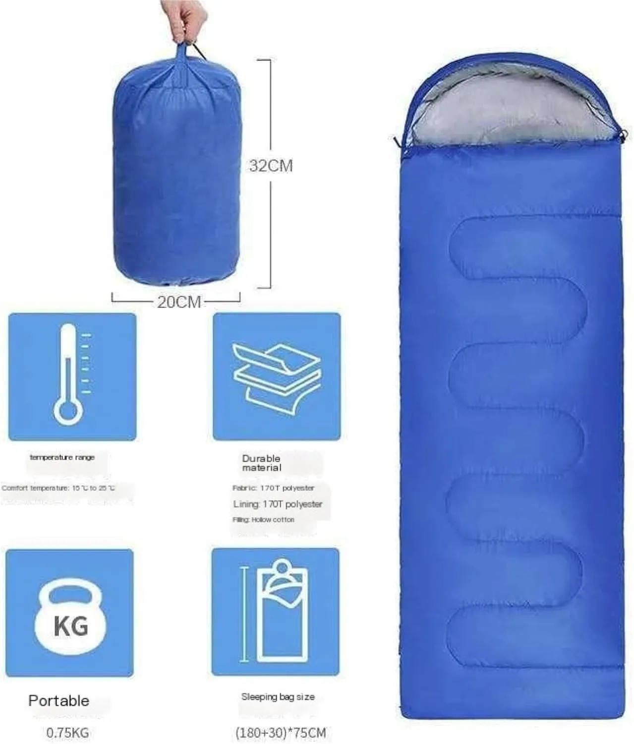 Winter Sleeping Bags Large Wide Sleeping Bag Camping Hiking Trips Warm Cool Weather Lightweight and Waterproof with Compression Bag Camping Essentials