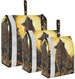 Wolf Design Travel Storage Bag with Lanyard - Portable Lightweight Classified Storage Bag with Zipper, Dust and Waterproof Travel Packing Cube for Suitcase,3 Pieces
