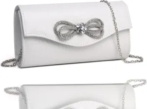Women Diamond Bow Evening Bag Rhinestone Clutch Purse Wedding Prom Purse Formal Cocktail Party Handbag