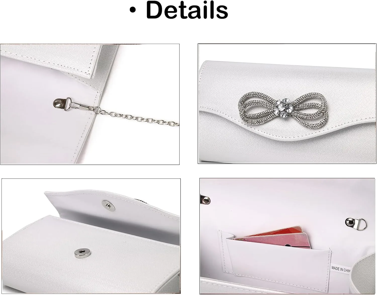Women Diamond Bow Evening Bag Rhinestone Clutch Purse Wedding Prom Purse Formal Cocktail Party Handbag