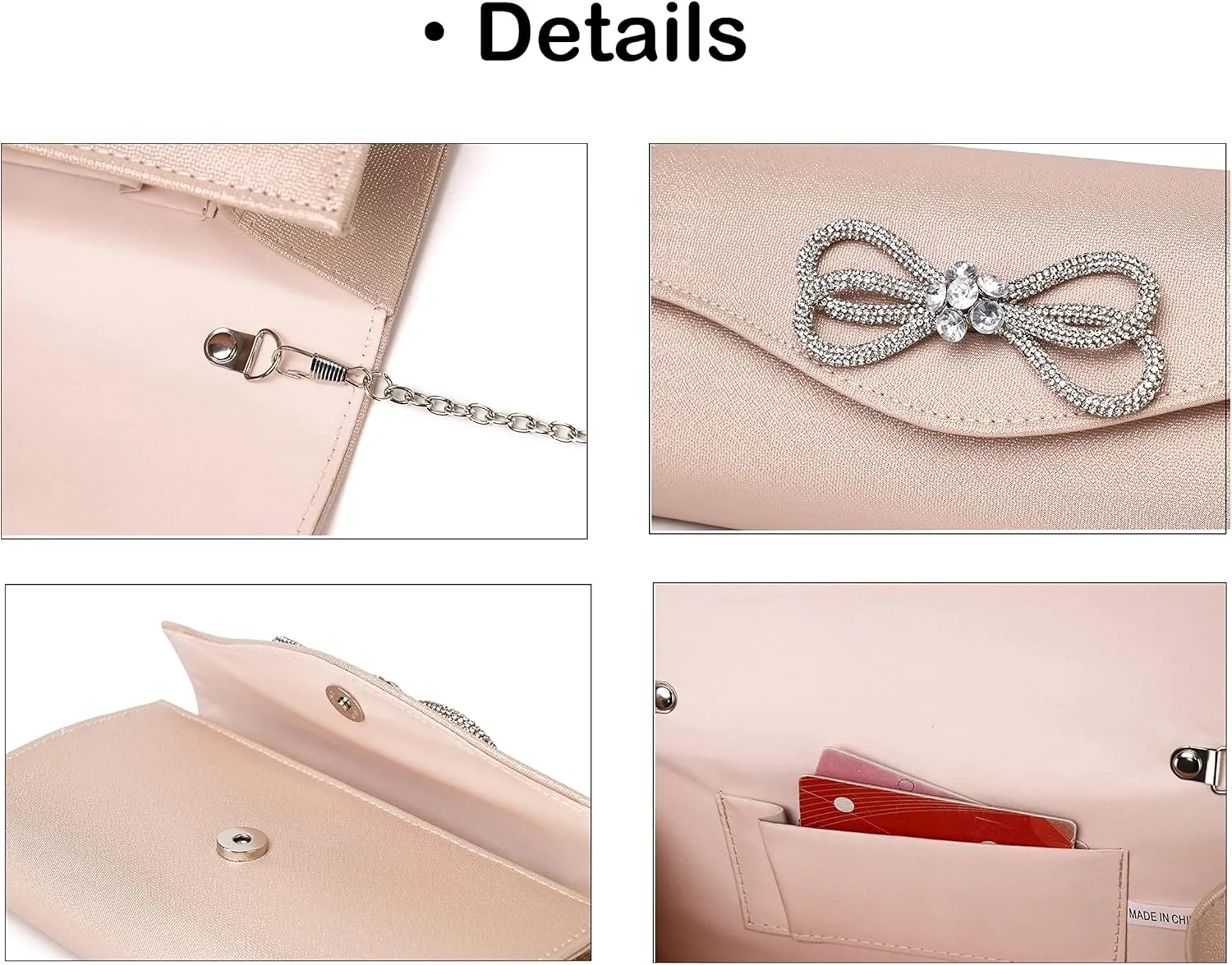 Women Diamond Bow Evening Bag Rhinestone Clutch Purse Wedding Prom Purse Formal Cocktail Party Handbag