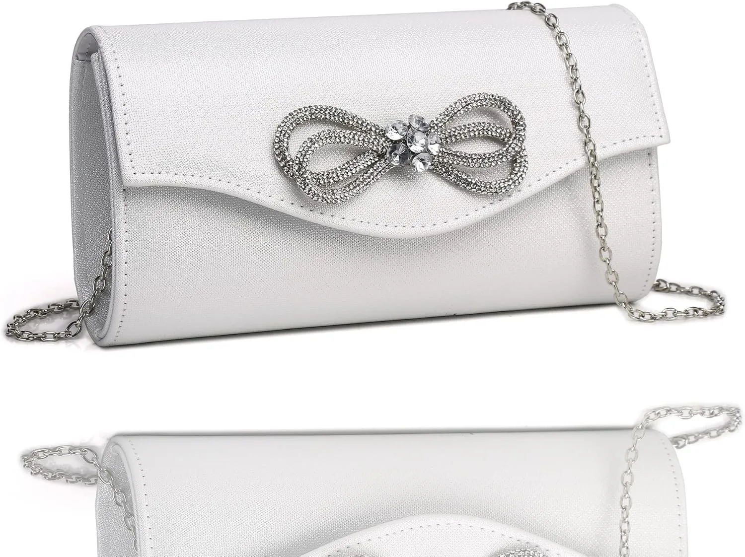 Women Diamond Bow Evening Bag Rhinestone Clutch Purse Wedding Prom Purse Formal Cocktail Party Handbag