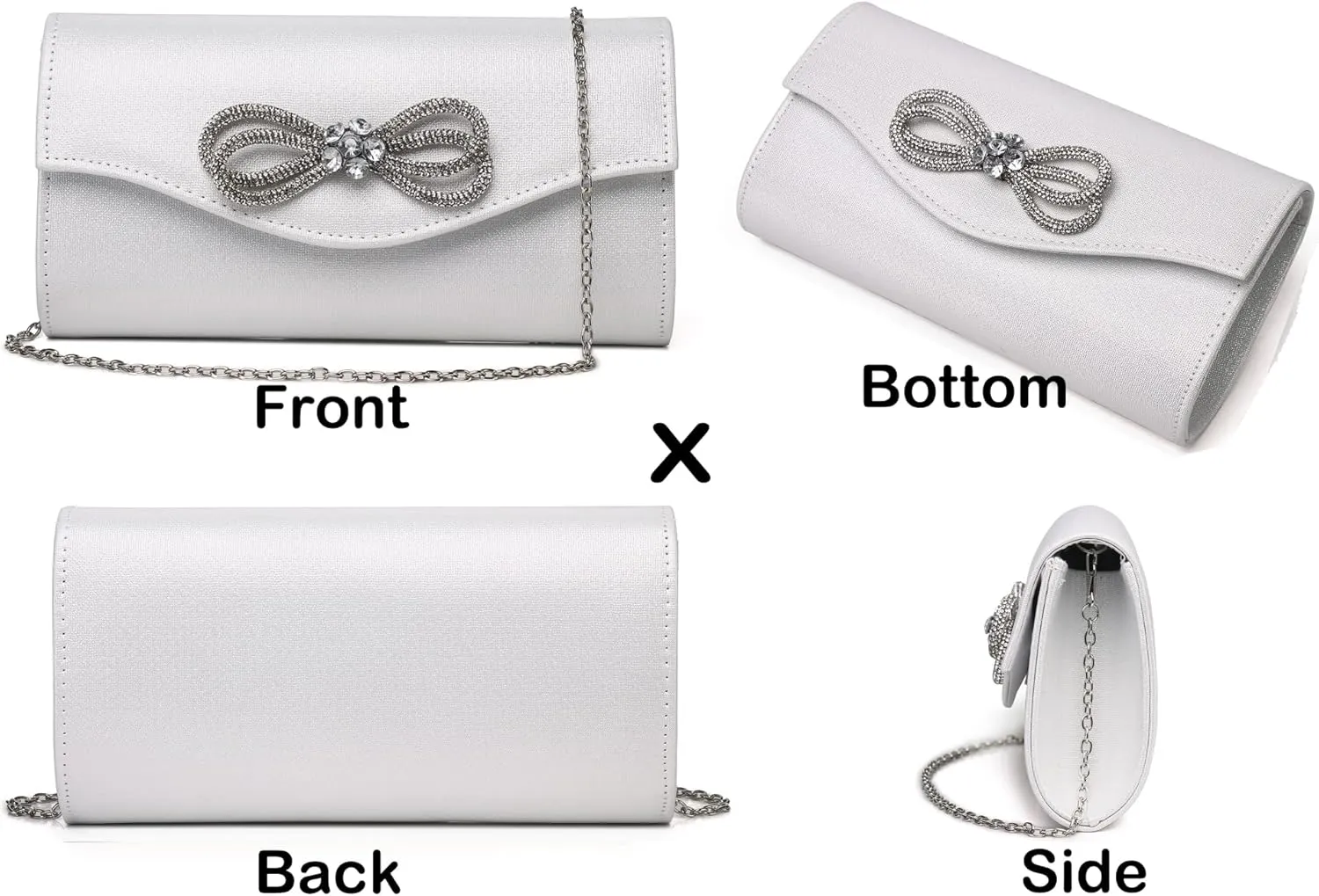 Women Diamond Bow Evening Bag Rhinestone Clutch Purse Wedding Prom Purse Formal Cocktail Party Handbag