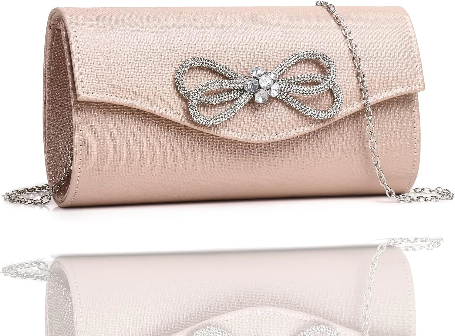 Women Diamond Bow Evening Bag Rhinestone Clutch Purse Wedding Prom Purse Formal Cocktail Party Handbag