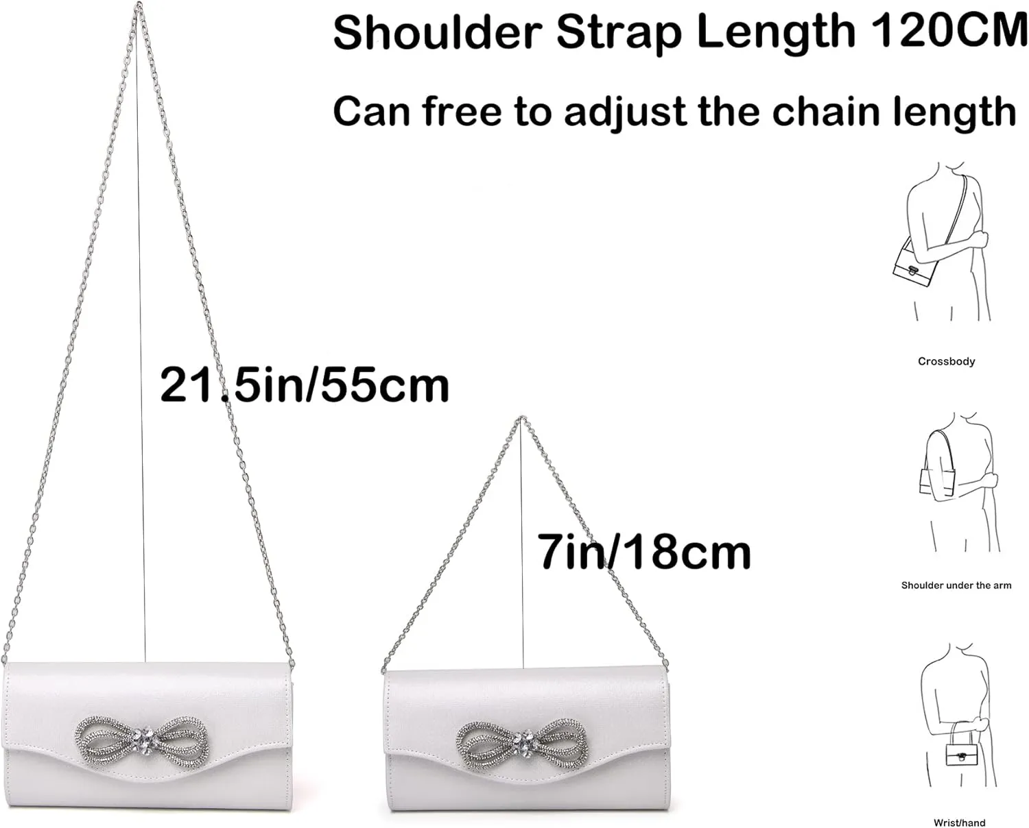 Women Diamond Bow Evening Bag Rhinestone Clutch Purse Wedding Prom Purse Formal Cocktail Party Handbag