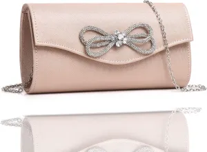 Women Diamond Bow Evening Bag Rhinestone Clutch Purse Wedding Prom Purse Formal Cocktail Party Handbag