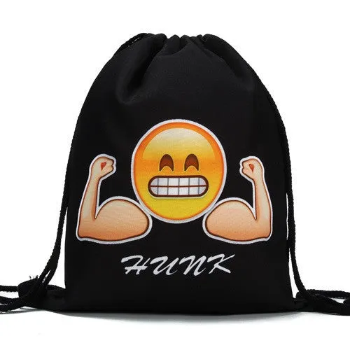 Women Emoji Backpack 3D printing travel softback women mochila drawstring bag mens backpacks