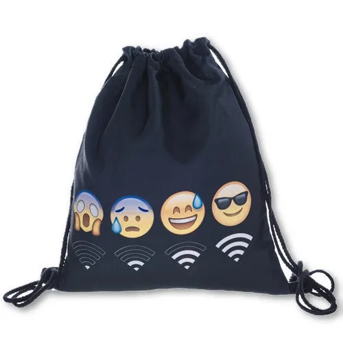 Women Emoji Backpack 3D printing travel softback women mochila drawstring bag mens backpacks