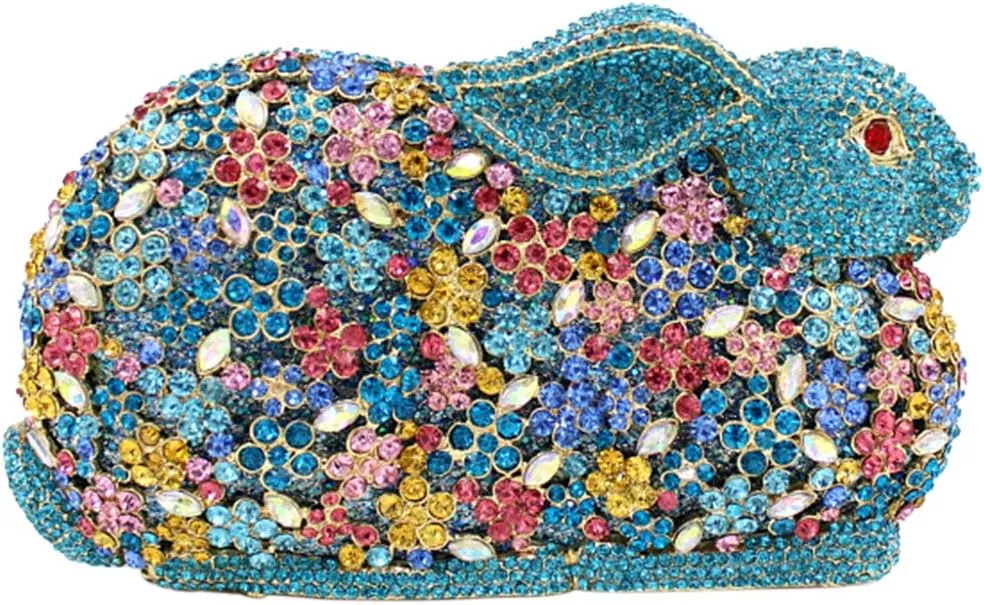 Women Evening-Bag Chain Rhinestone Luxury Ladies Clutch-Purse Wedding-Handbag Rabbit