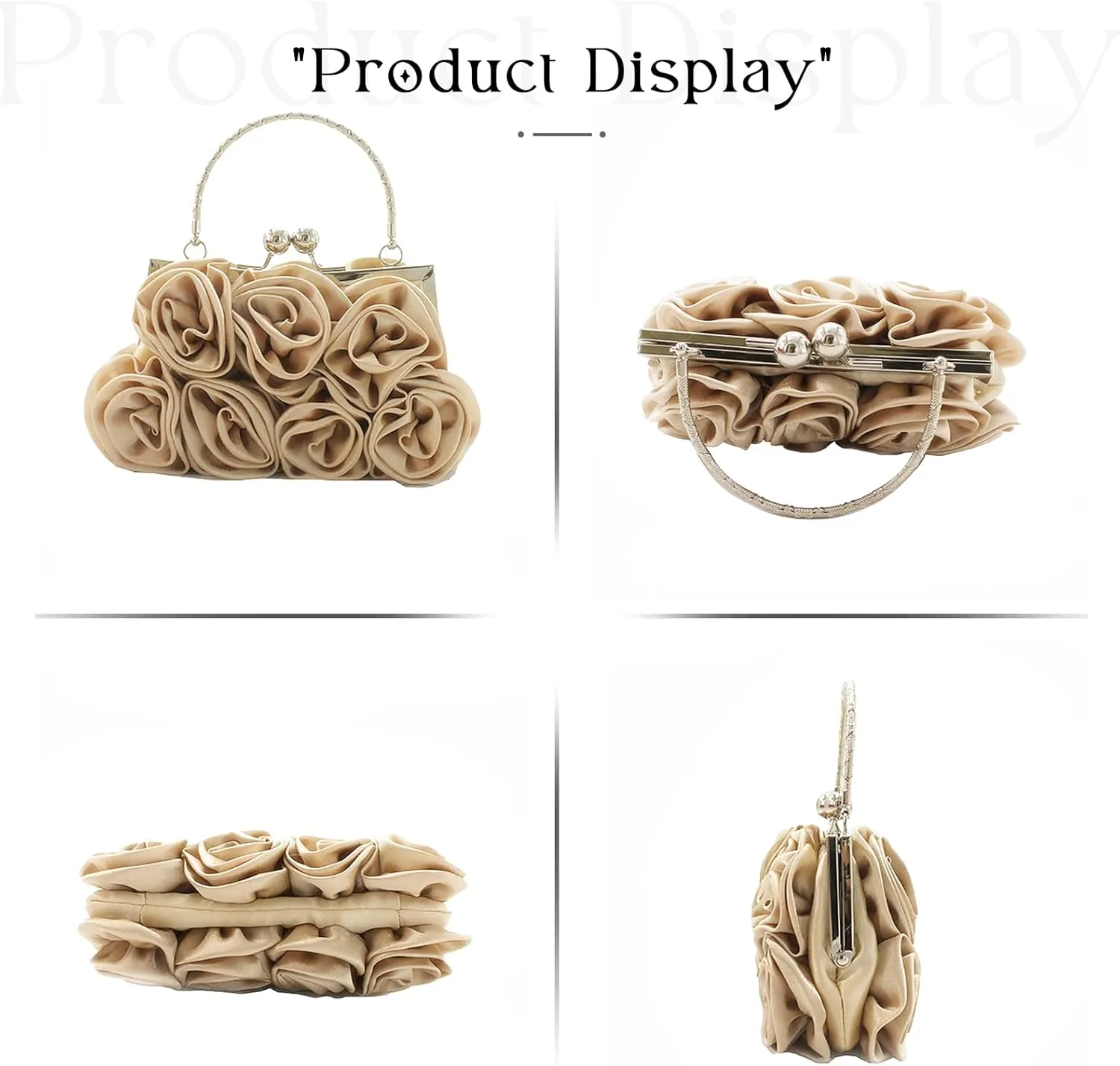 Women Evening Clutch Bag Floral Satin Small Purses with Detachable Strap for Wedding, Party, Prom