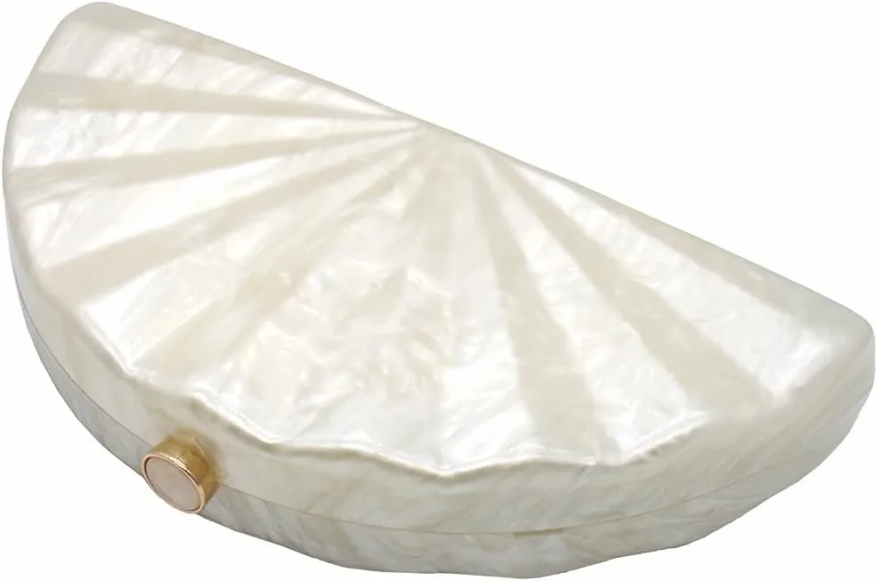 Women Fan Shell Acrylic Clutch Purse Marble Evening Bag Unique Handbag Cute Shell Clutch Wedding Purse for Party